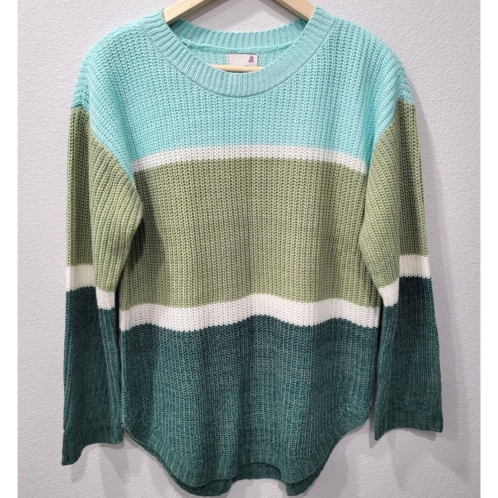 Women's So Multi-color Striped Knitted Pullover Sweater Size L